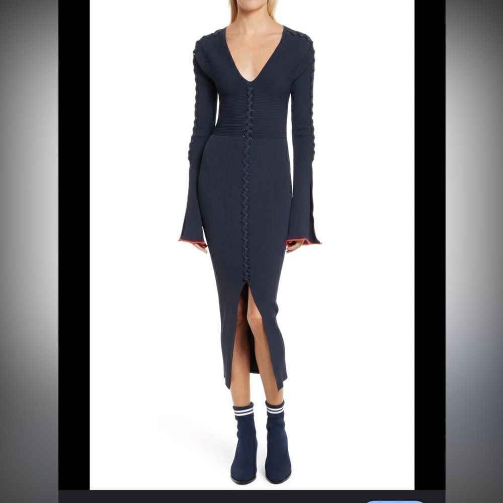 Opening Ceremony Criss Cross Ribbed-Knit Midi Dress
